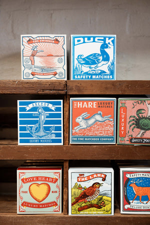 Archivist Swallow Matches in Square Matchbox