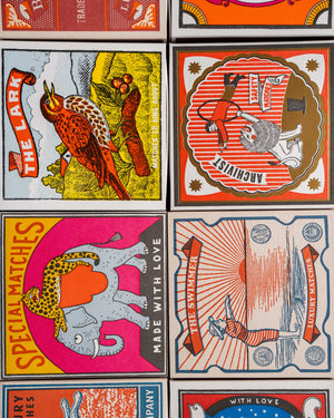 Archivist Elephant and Cheetah Matches in Square Matchbox