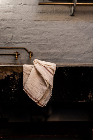 Auntie Oti Brown & White Border Towel