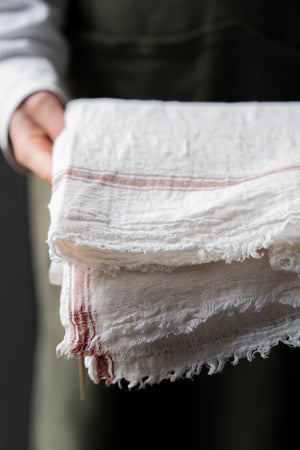 Auntie Oti Brown & White Border Towel