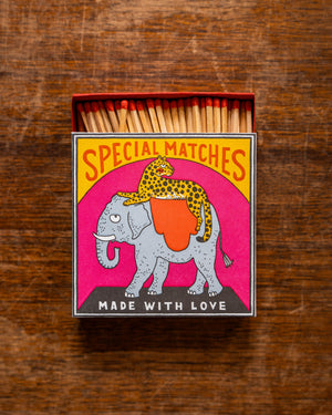 Archivist Elephant and Cheetah Matches in Square Matchbox