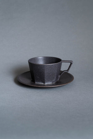 Kinto Oct Cup and Saucer Black