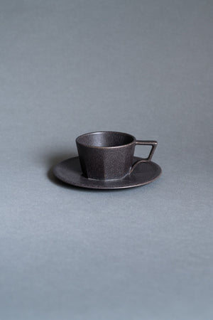 Kinto Oct Cup and Saucer Black