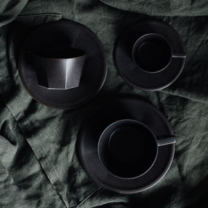 Kinto Oct Cup and Saucer Black