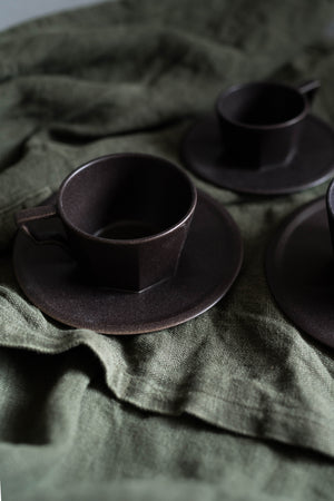 Kinto Oct Cup and Saucer Black