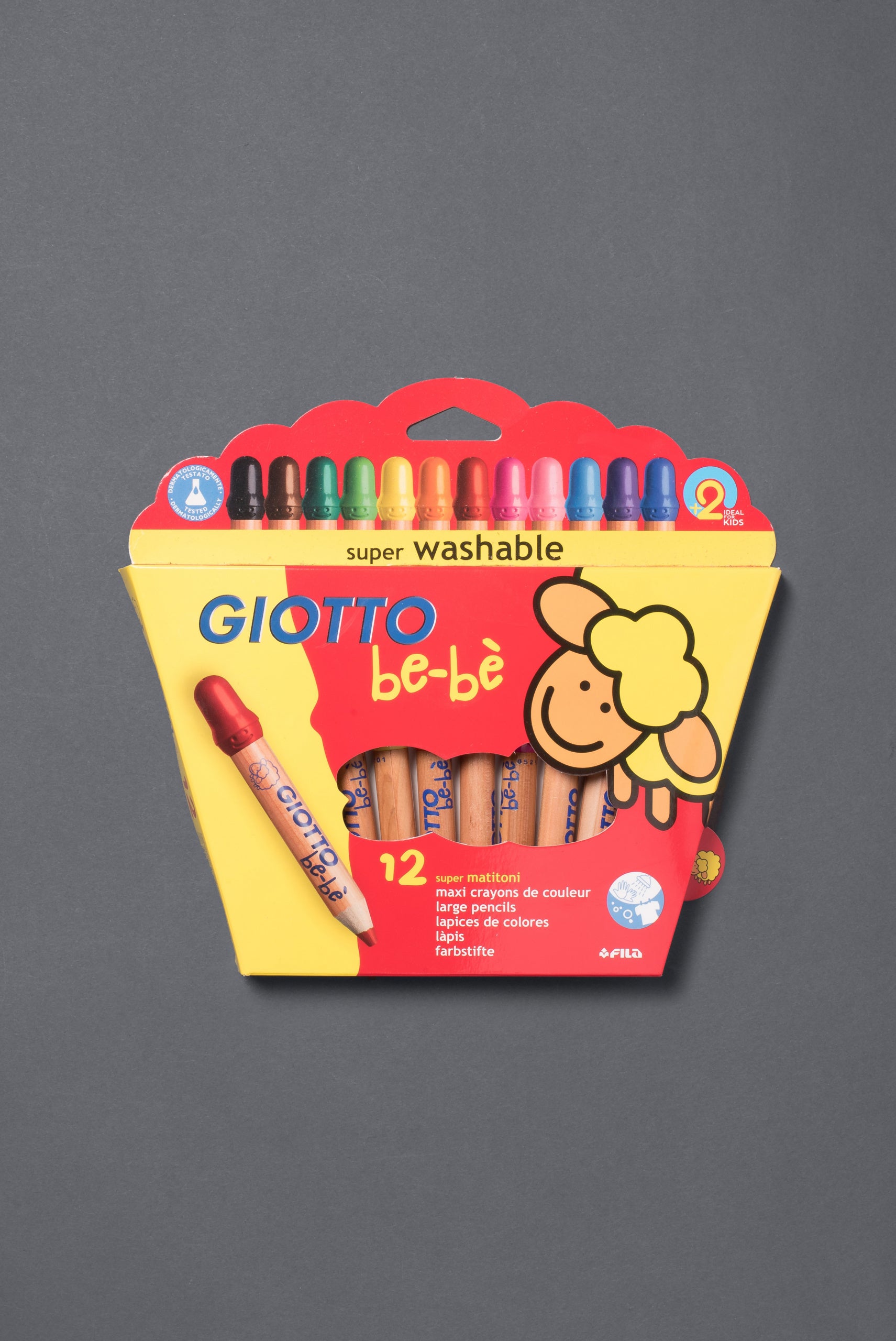 Giotto BeBe Super Large Giant Pencils and Sharpener Set - Pack of 12