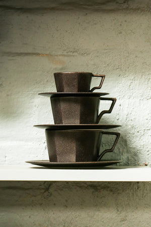 Kinto Oct Cup and Saucer Black