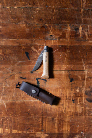 Opinel N°08 Stainless Steel Knife + Sheath Set