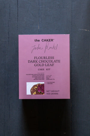 The Caker Flourless Dark Chocolate Gold Leaf cake kit