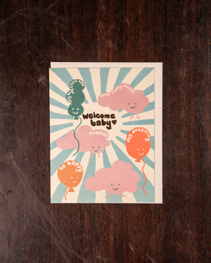 1973 Emma Cooter Draws Greeting Card New Baby Clouds