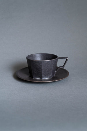 Kinto Oct Cup And Saucer Black