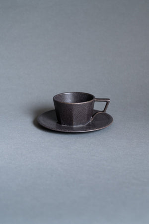 Kinto Oct Cup And Saucer Black