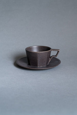 Kinto Oct Cup And Saucer Black