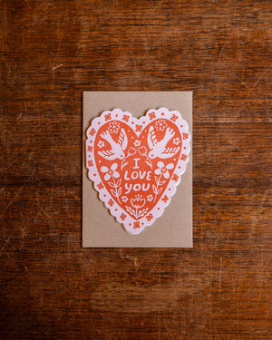 Egg Press Love Birds Heart Card