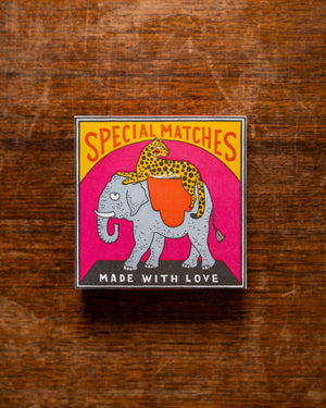 Archivist Elephant and Cheetah Matches in Square Matchbox