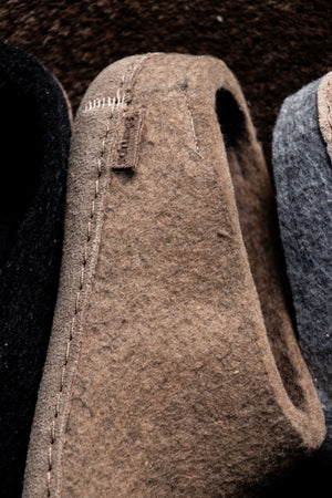 Glerups Wool Slippers Leather Sole Slip-On