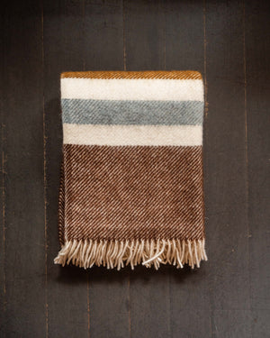 Klippan Gotland Stripe Wool Midi Blanket Walnut