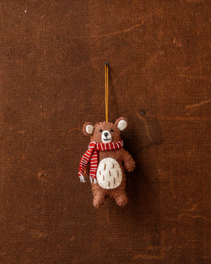 Pashom Christmas Bear With Striped Scarf Ornament