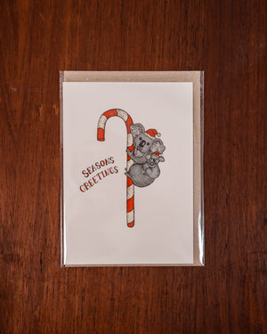 The Nonsense Maker Koala Candy Cane Greeting Card