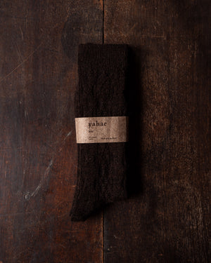 Yahae Alpaca Cable Pattern Socks Dark Brown