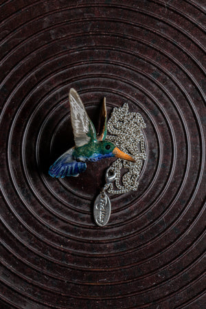 And Mary Blue Hummingbird Necklace